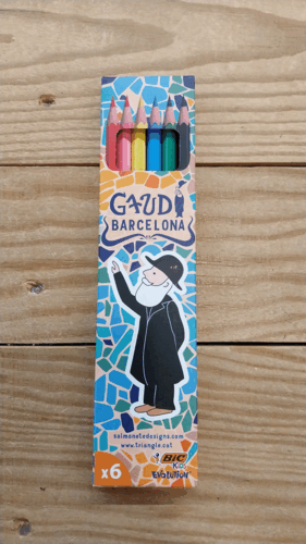 SET 6 LÁPICES MADERA COLOREAR GAUDÍ BARCELONA - BIC