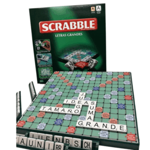 SCRABBLE LETRAS GRANDES - JUEGO CLÁSICO CON FICHAS XL Y TABLERO GIRATORIO